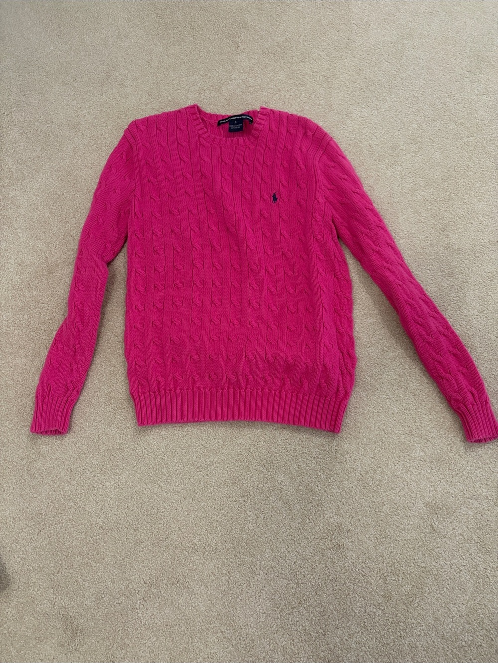 Polo Ralph Lauren women’s size small Pink Cable-Knit Crewneck Sweater